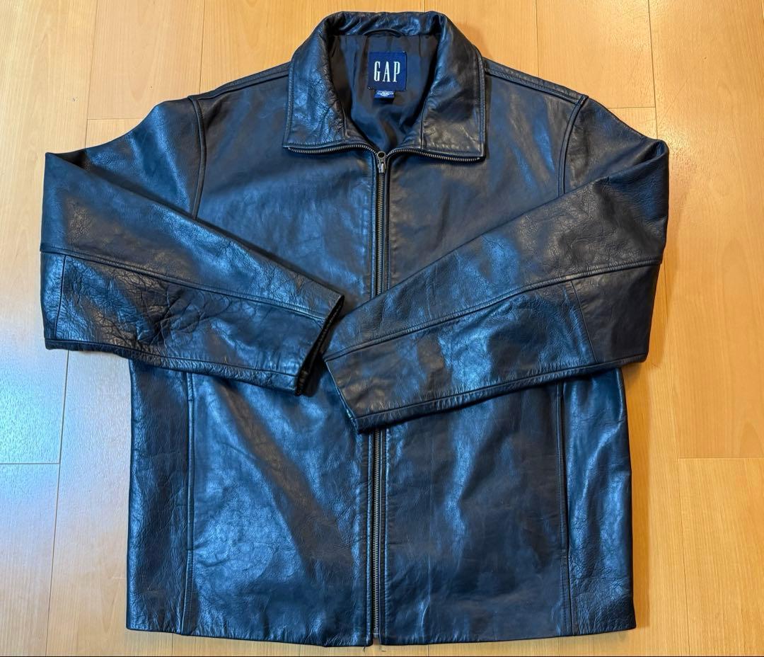 90's OLD GAP シングルレザージャケット　フルジップ　ビンテージ