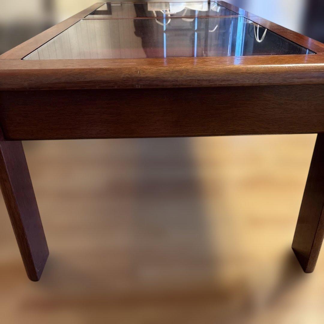 昭和レトロ！120cmローテーブル平成レトロ ガラス天板ディスプレイ コーヒー