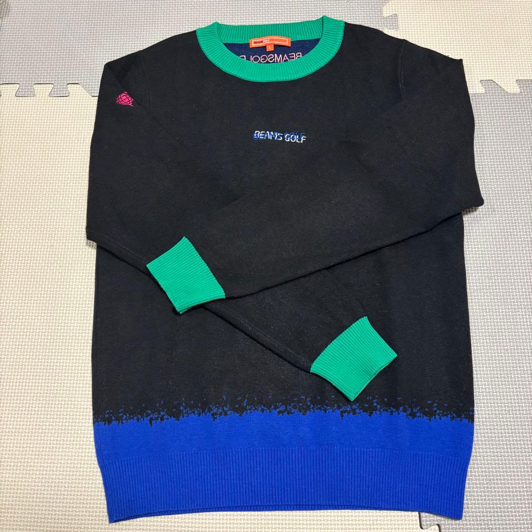 BEAMS GOLF ストリートアート ニット セーター 冬ゴルフ 黒