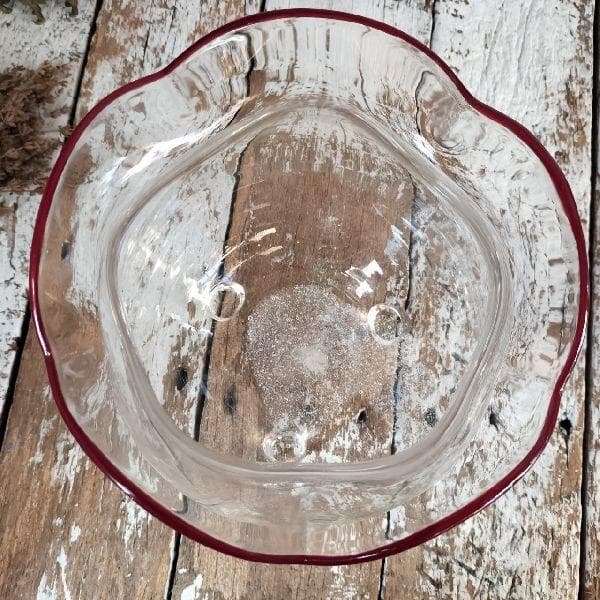 ヴィンテージ ビードロ 吹き硝子 フリル ガラス 三脚 金魚鉢 めだか鉢 気泡