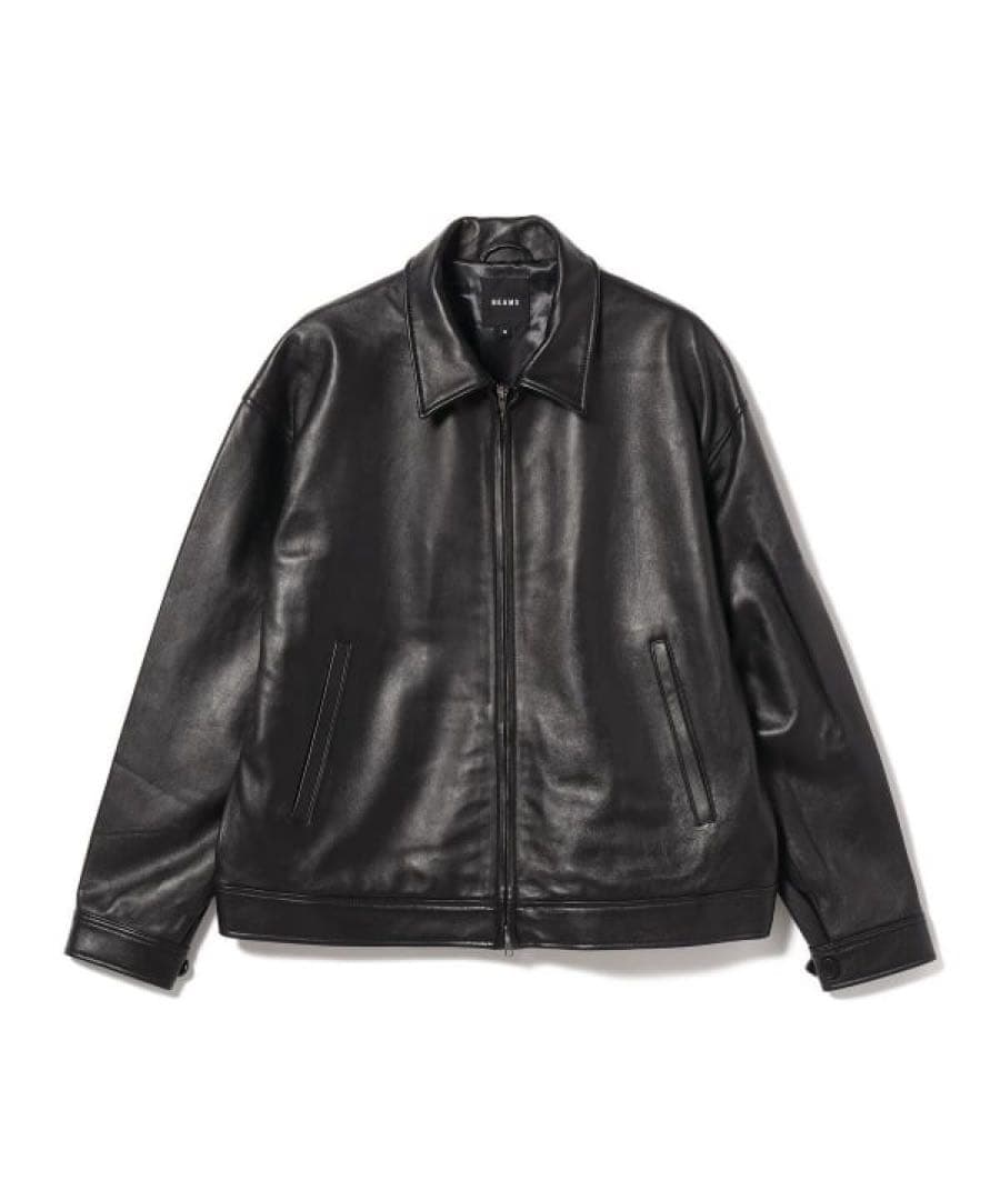 beams ワイドフィット レザー ジップブルゾン