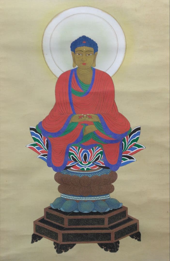 北澤映月「釈迦如来」仏画　絹本　掛軸