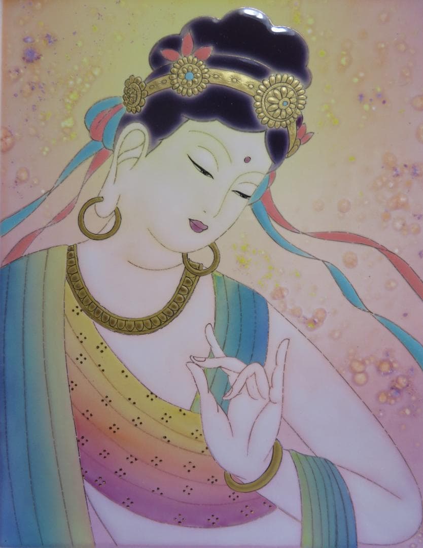 草場一壽　「　観世音菩薩　」　陶彩画