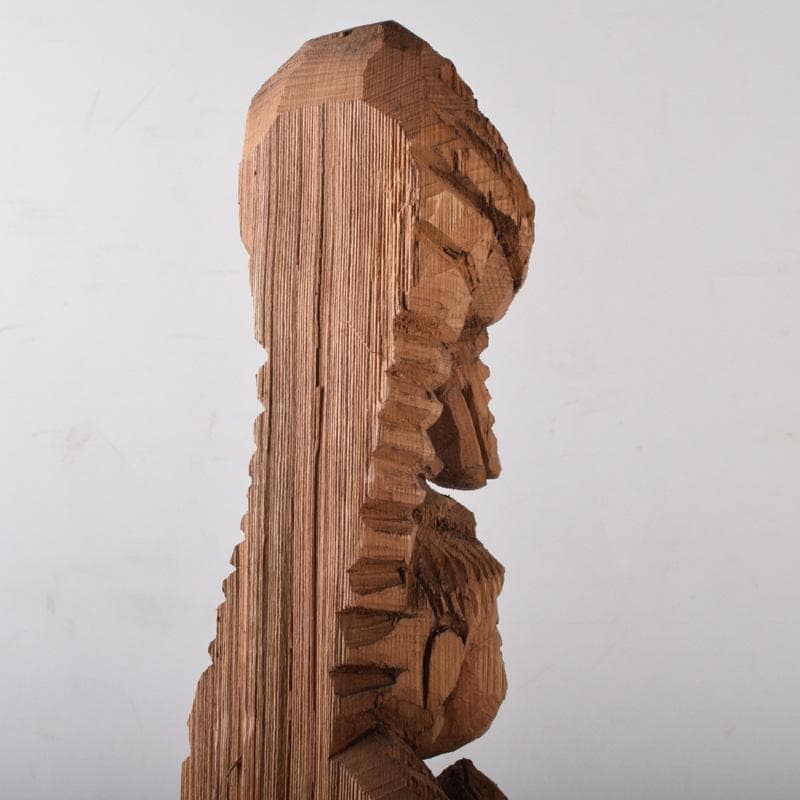 仏教美術　利秀作　木彫　神獣観音像　仏像　置物　8225