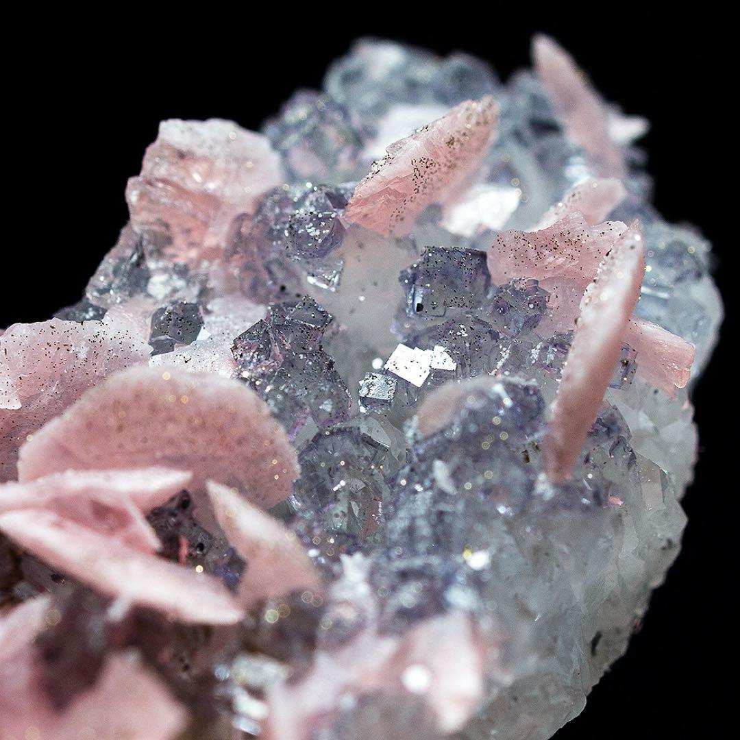 中国 ロードクロサイト フローライト 天然石 原石 鉱物標本 鉱石 蛍石 728