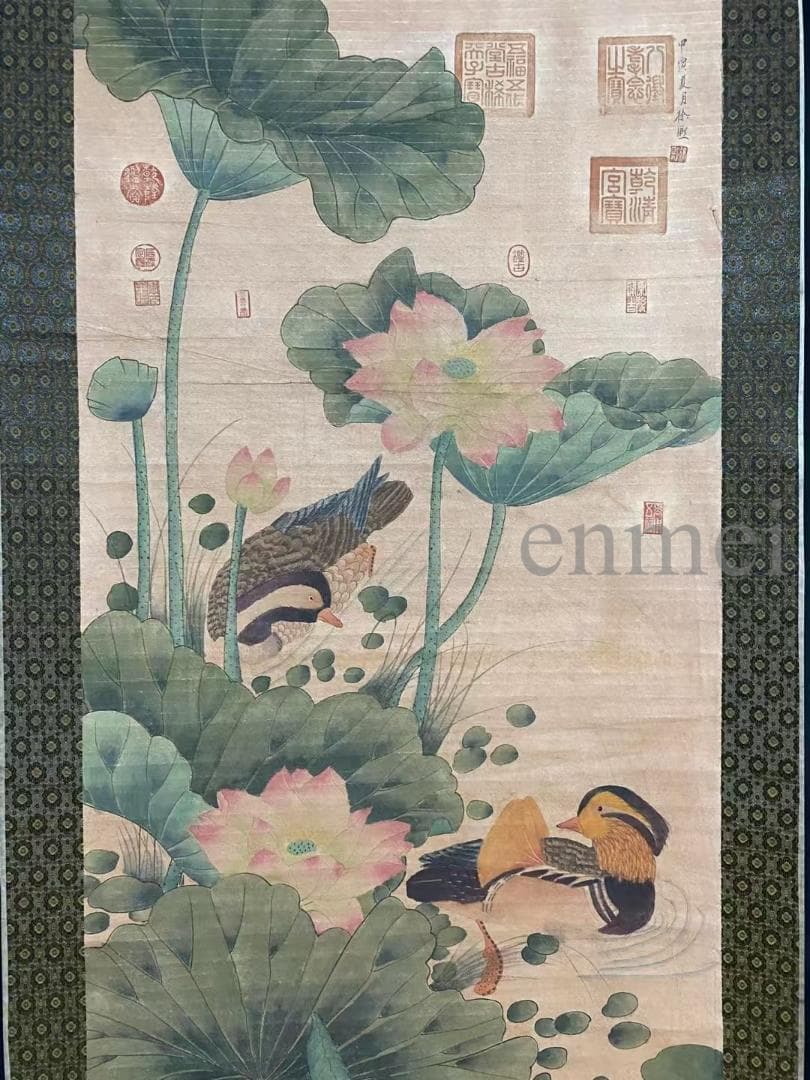 中国古美術・旧藏・五代風・徐熙款・花鳥図・手描き中堂画・掛軸・宣紙・書画・骨董