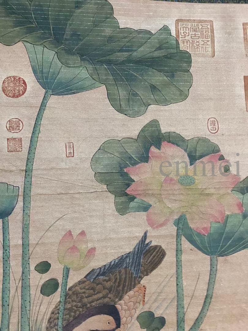 中国古美術・旧藏・五代風・徐熙款・花鳥図・手描き中堂画・掛軸・宣紙・書画・骨董