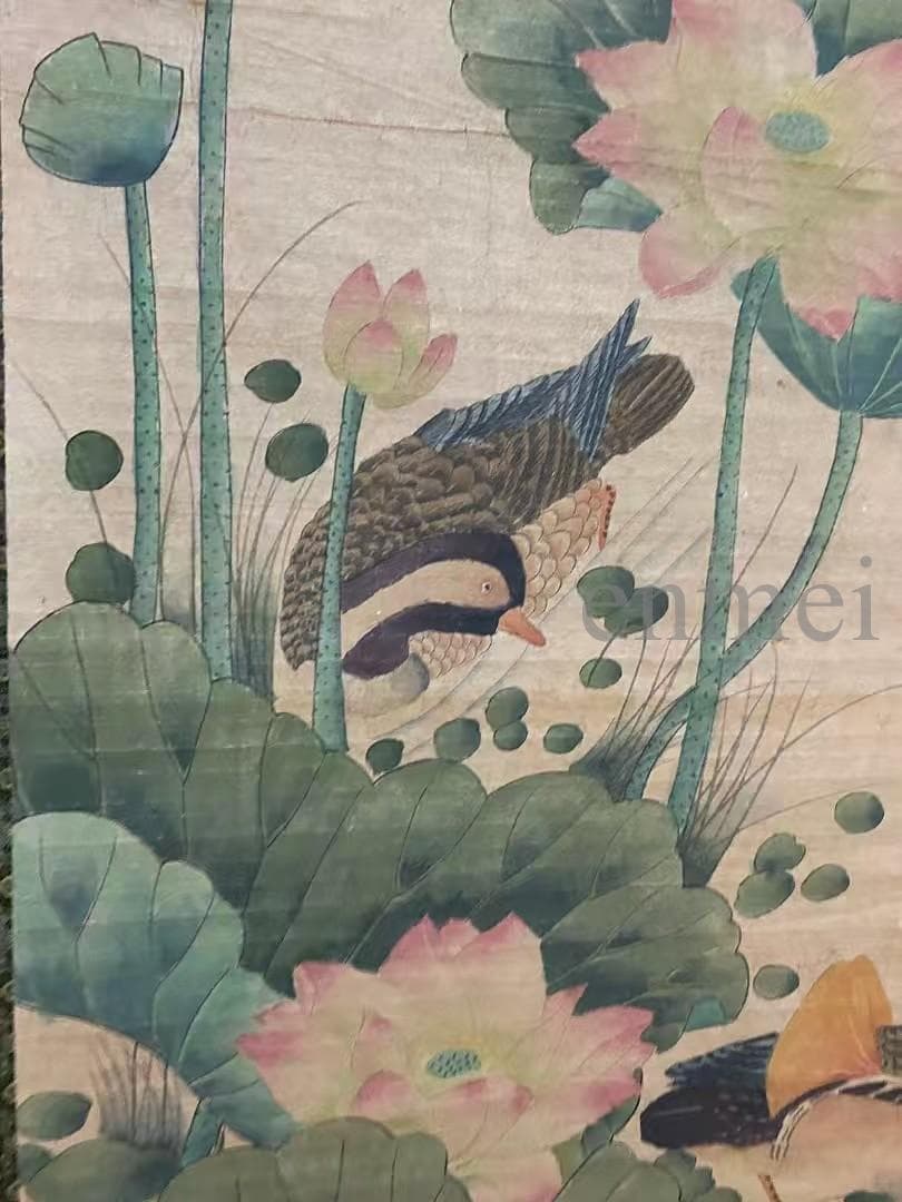 中国古美術・旧藏・五代風・徐熙款・花鳥図・手描き中堂画・掛軸・宣紙・書画・骨董