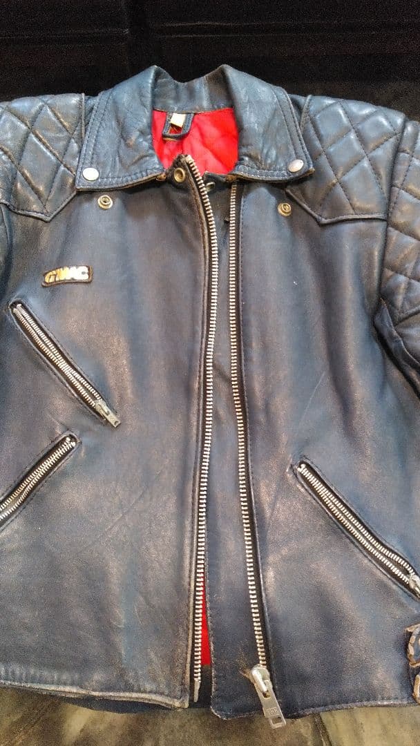 貴重ヴィンテージ ７０'s英国製　G-MAC　ブルーレザーライダース　ロンジャン