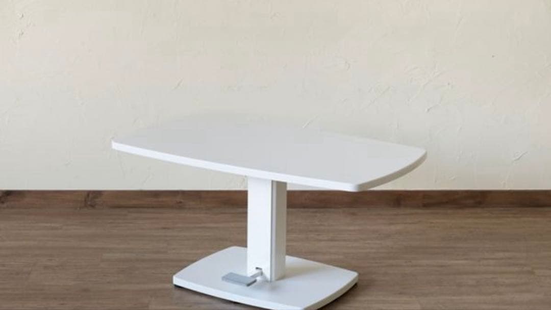 東京都　【デザイン × 機能性】ペダル昇降式 大理石調　ダイニングテーブル