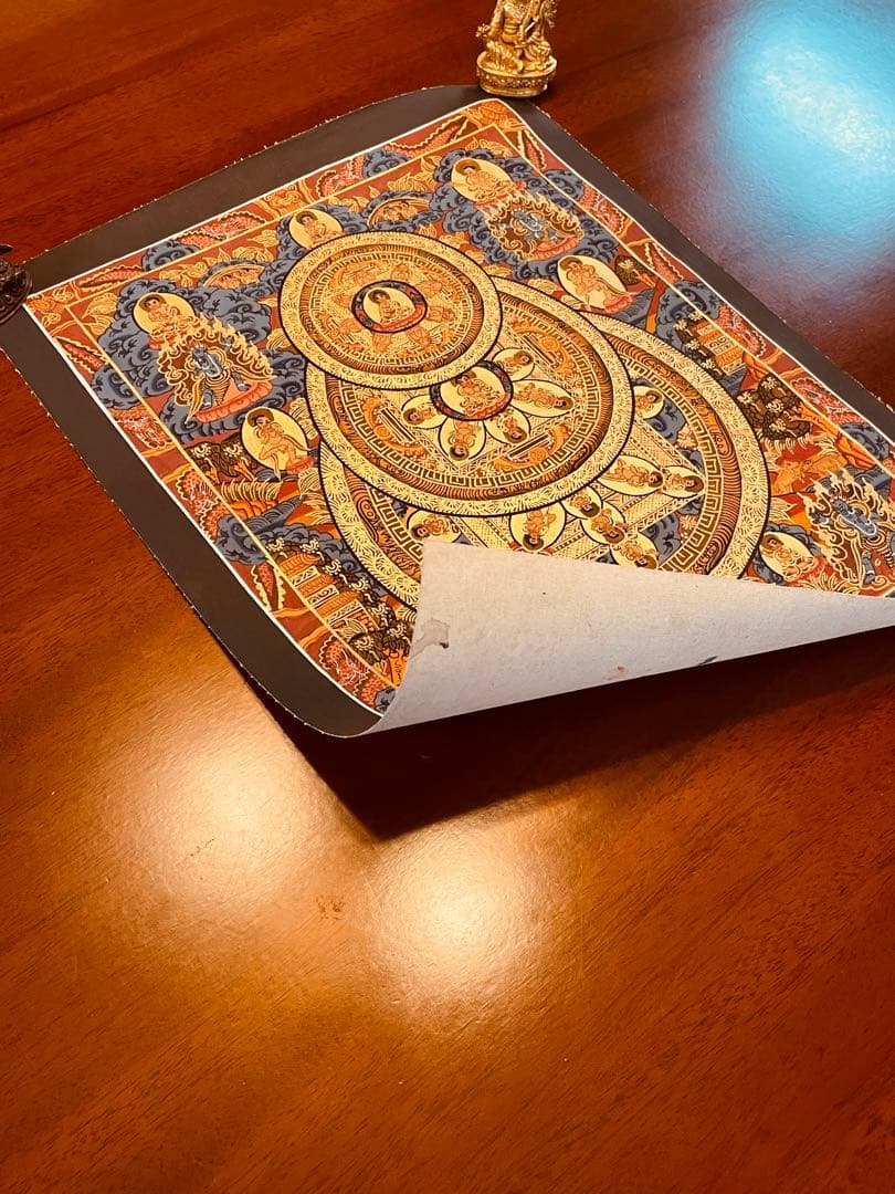 チベット密教 手描き曼荼羅（マンダラ）タンカ【新品・一点物】肉筆画 Ｄ6