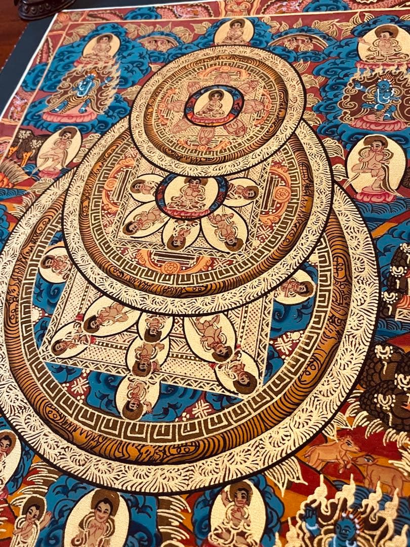 チベット密教 手描き曼荼羅（マンダラ）タンカ【新品・一点物】肉筆画 Ｄ6