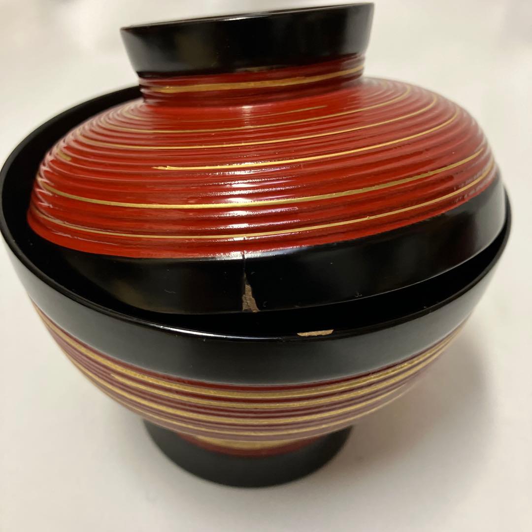 象彦　蓋つき汁椀　5客　吸物椀　木製漆器 金箔　千筋金彩　高級うるし塗り