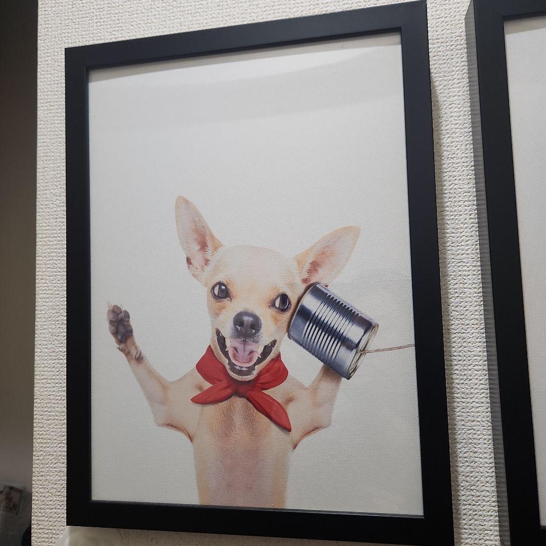犬のイラスト アート作品 フレーム付き