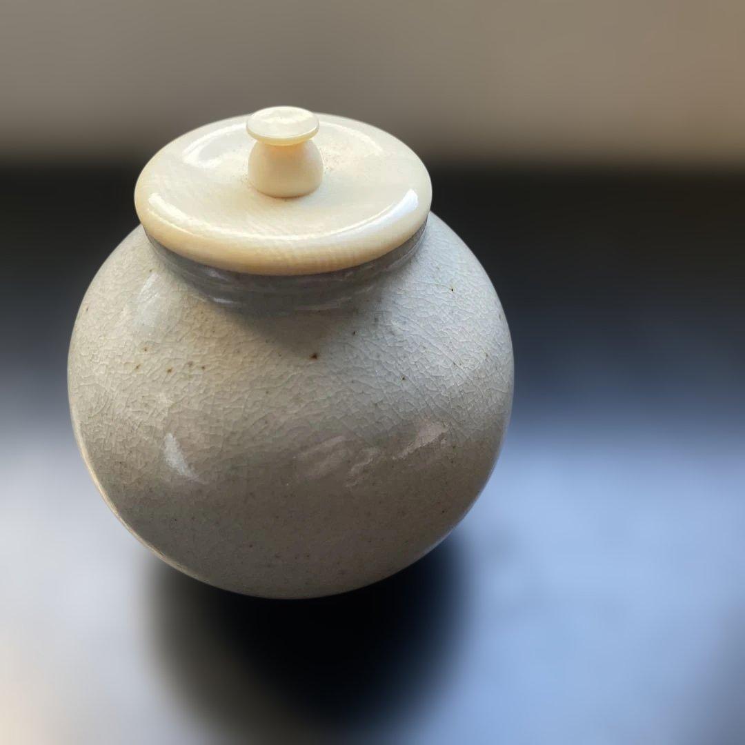 新品　茶道具　萩焼　江月　文琳茶入 鳳斉謹製 西陣織　　箱入