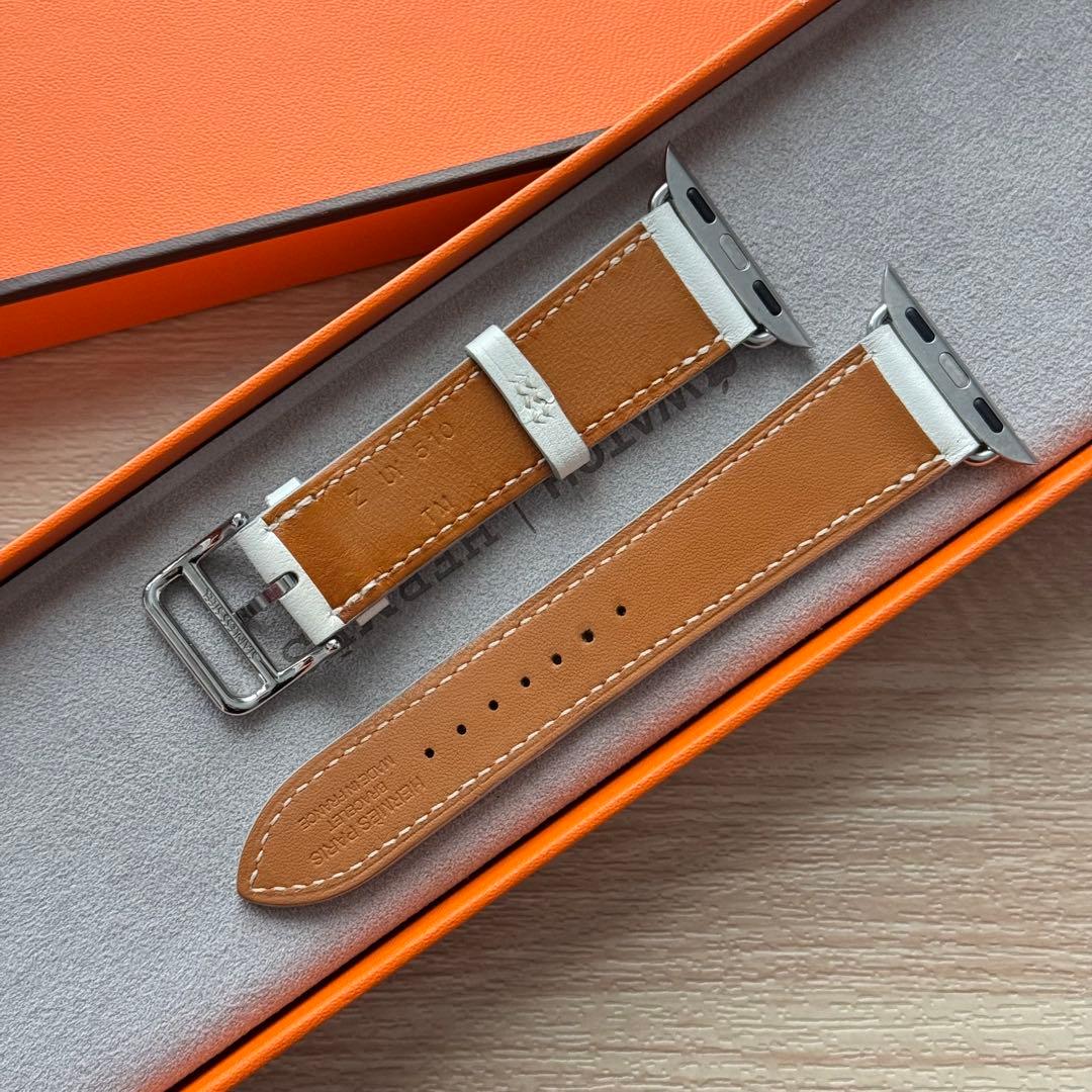 2303 Apple Watch エルメス　ホワイト　白　レザー　バンド