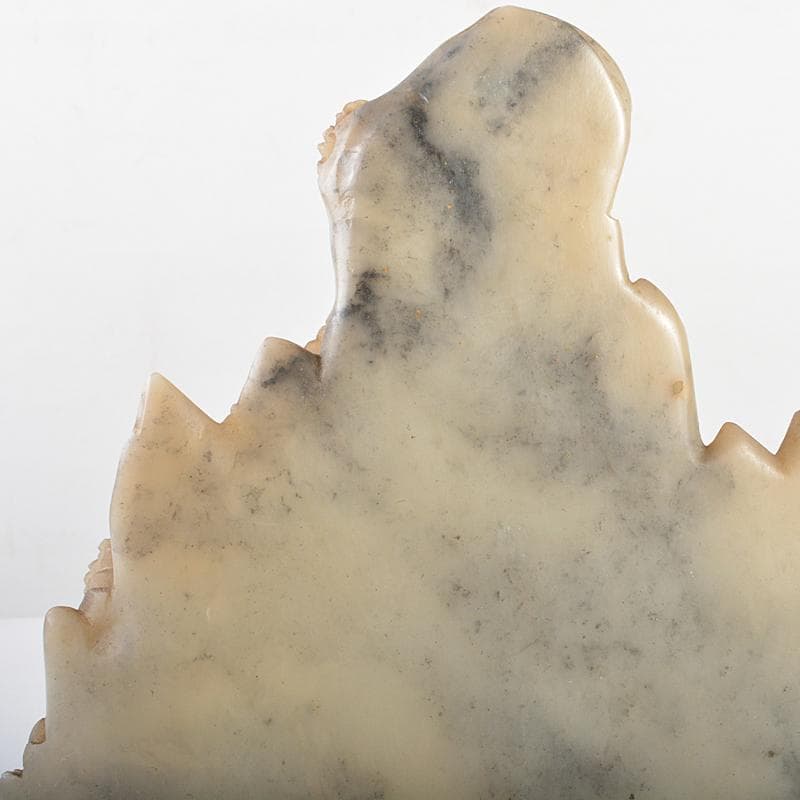 中国　玉石寿山石彫刻　楼閣山水雕　床飾　置物　V　R5747