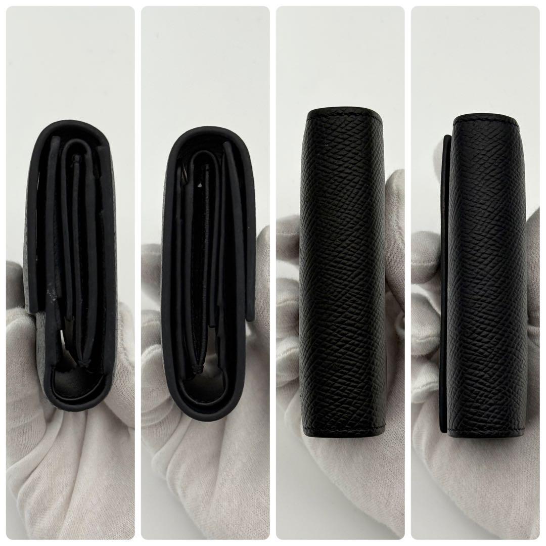 美品 CELINE スモール トリフォールド ウォレット 三つ折り 財布 黒