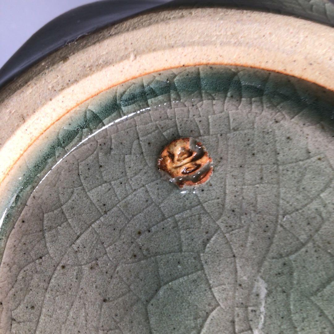 Ｎ１６５　水指　『明神窯　岡本高始造』『練上水指』　共箱　茶道具