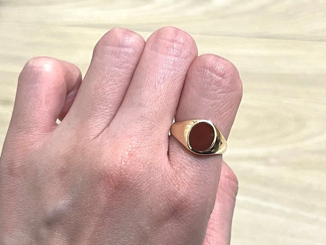 【最高級の輝き】9金 カーネリアン シグネットリング ロンドン1966年