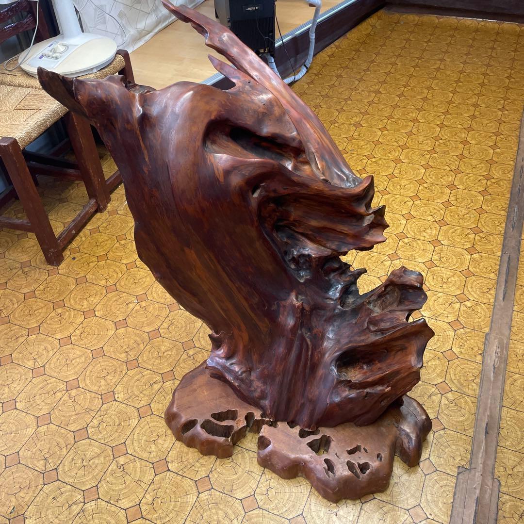 屋久杉　ダークブラウン 木製彫刻 自然形状