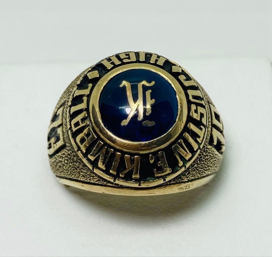ヴィンテージ 10K 青石付 1973年 カレッジリング 16.6g サイズ18