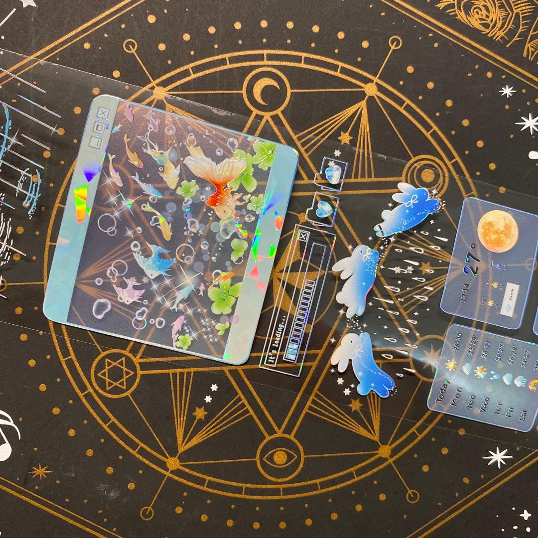 【9200】海外　マステ　中古巻　貝殻光マスキングテープ　雨　半透明　装飾系