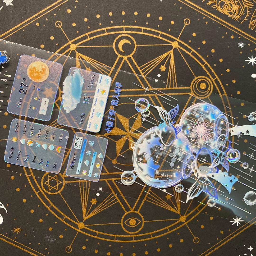 【9200】海外　マステ　中古巻　貝殻光マスキングテープ　雨　半透明　装飾系