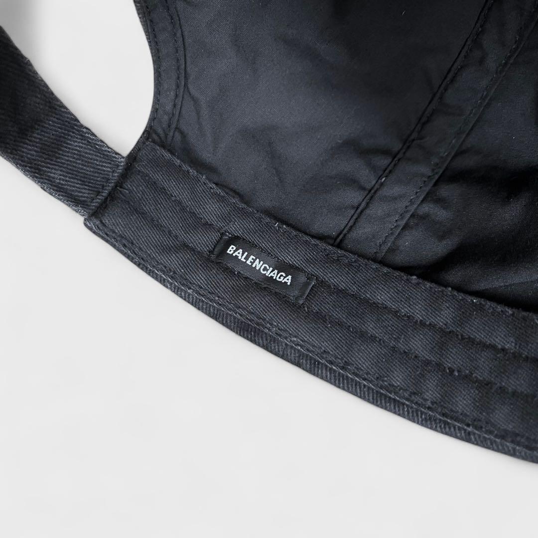 バレンシアガ LOGO VISOR キャップ ダメージ加工 ブラック 帽子