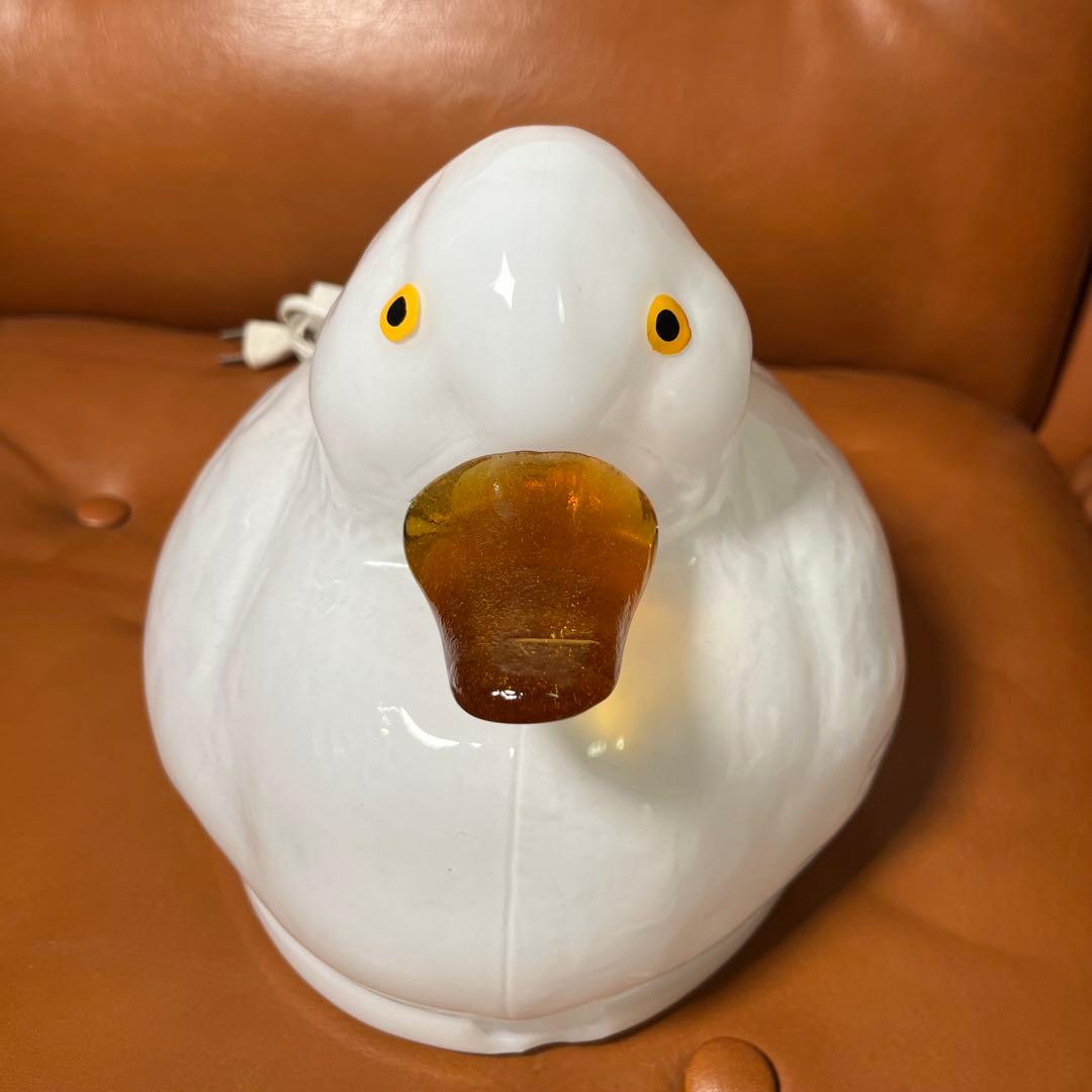 希少　当時物　アヒルスタンドライト 乳白色　ガラス 照明　ランプ