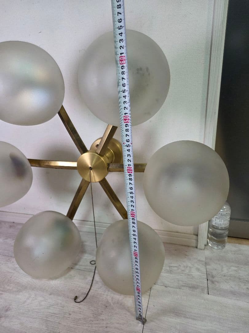 フロストガラス6灯シーリングライト照明　昭和レトロ　ガラス　シャンデリアヤマギワ