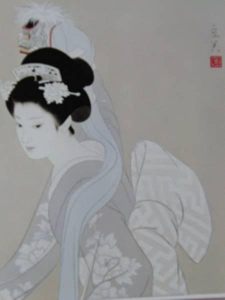 志村立美、【鏡獅子】、希少な額装用画集より、新品額装付、状態良好