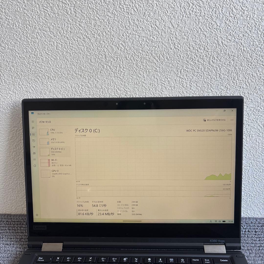 lenovo thinkpad X380 Yoga i5-8250Uタッチ機能