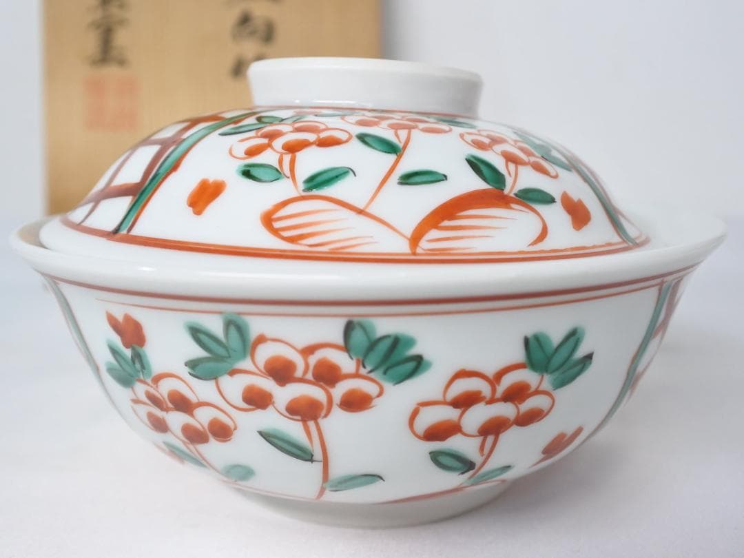 未使用 人間国宝 加藤卓男 幸兵衛窯 呉須赤絵蓋向付 5客揃