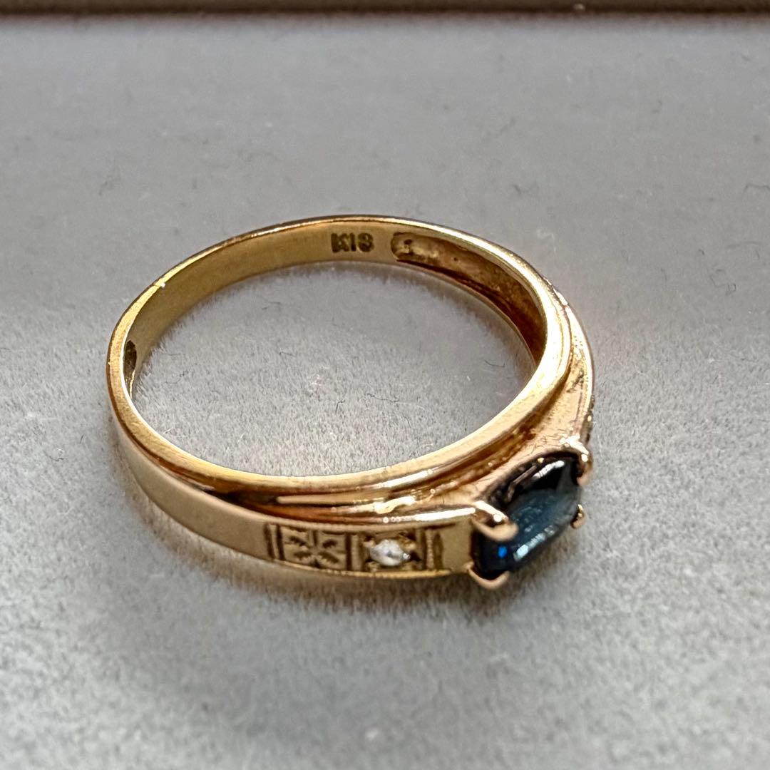 K18ゴールド サファイアカラーストーンリング　ヴィンテージ