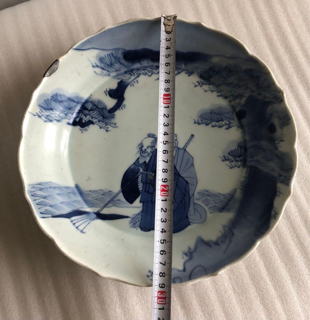 古伊万里　飾り皿　直径29cm　伊万里　染付　時代物26A3