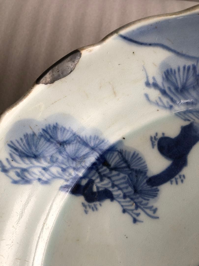 古伊万里　飾り皿　直径29cm　伊万里　染付　時代物26A3