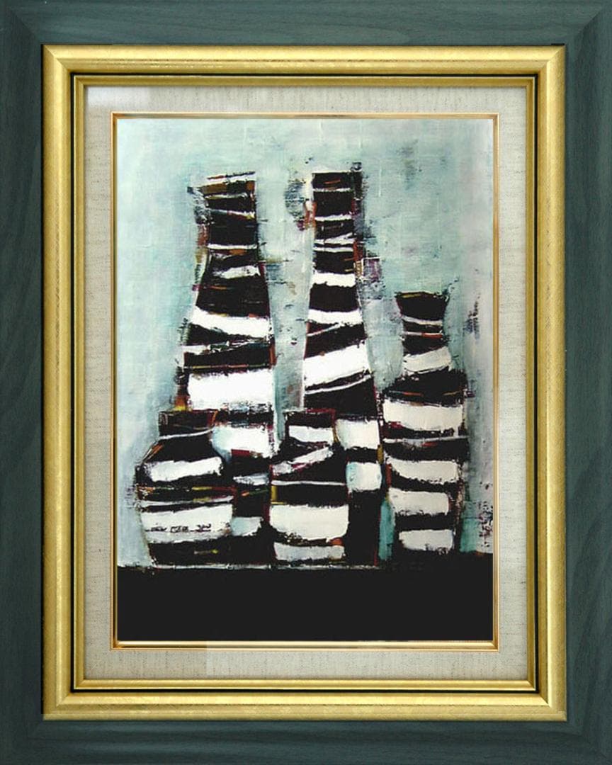 油絵 菅家令子 絵 絵画インテリア 額付(白) uF6-063104 静物 花瓶
