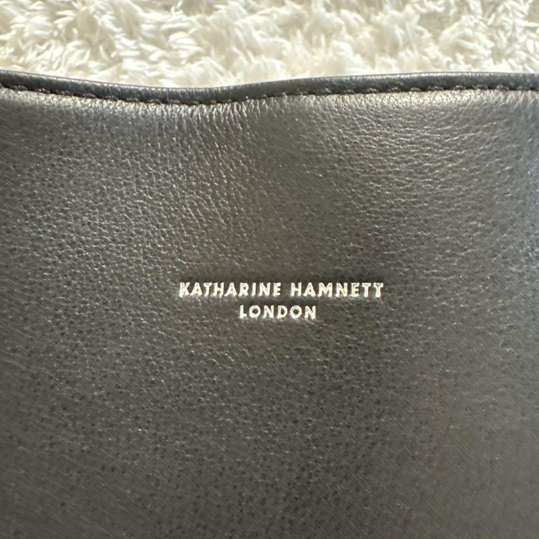 【新品】キャサリンハムネットロンドン トートバッグ 自立 A4 大容量 黒 牛革