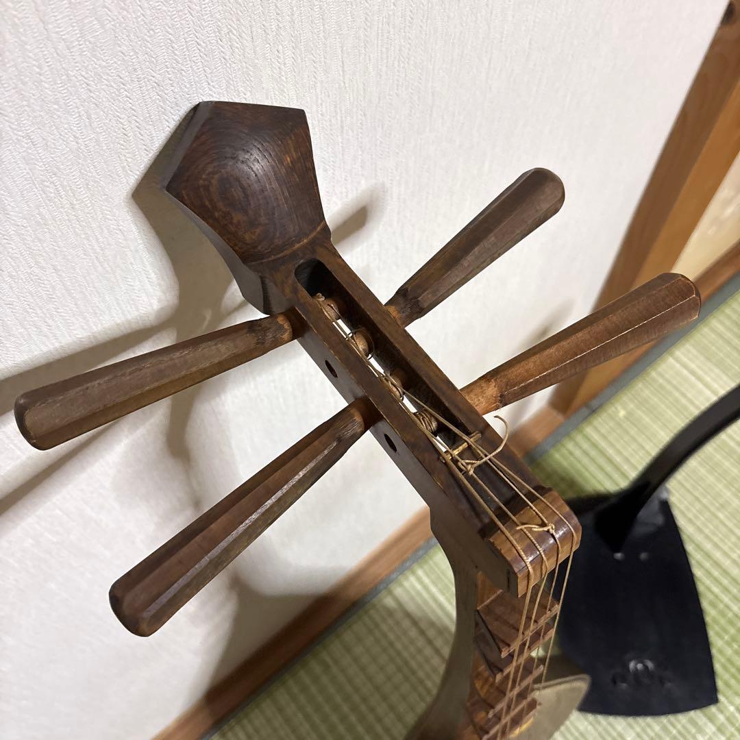筑前琵琶　四弦　五柱　琵琶 螺鈿希少　琵琶立て　弦楽器　琵琶台　民族楽器　4弦