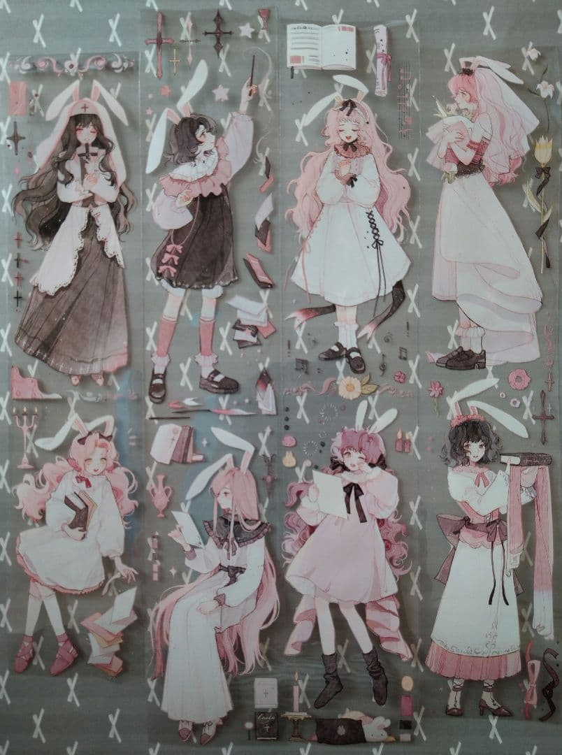 J61＃兔兔唱诗班・初（PET)Menu手帐规划局切り売り海外人物マステ女の子