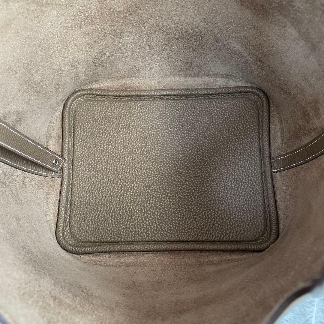 プレミアム 本革 キューブバッグ ハンドバッグ MM グレージュ シルバー金具