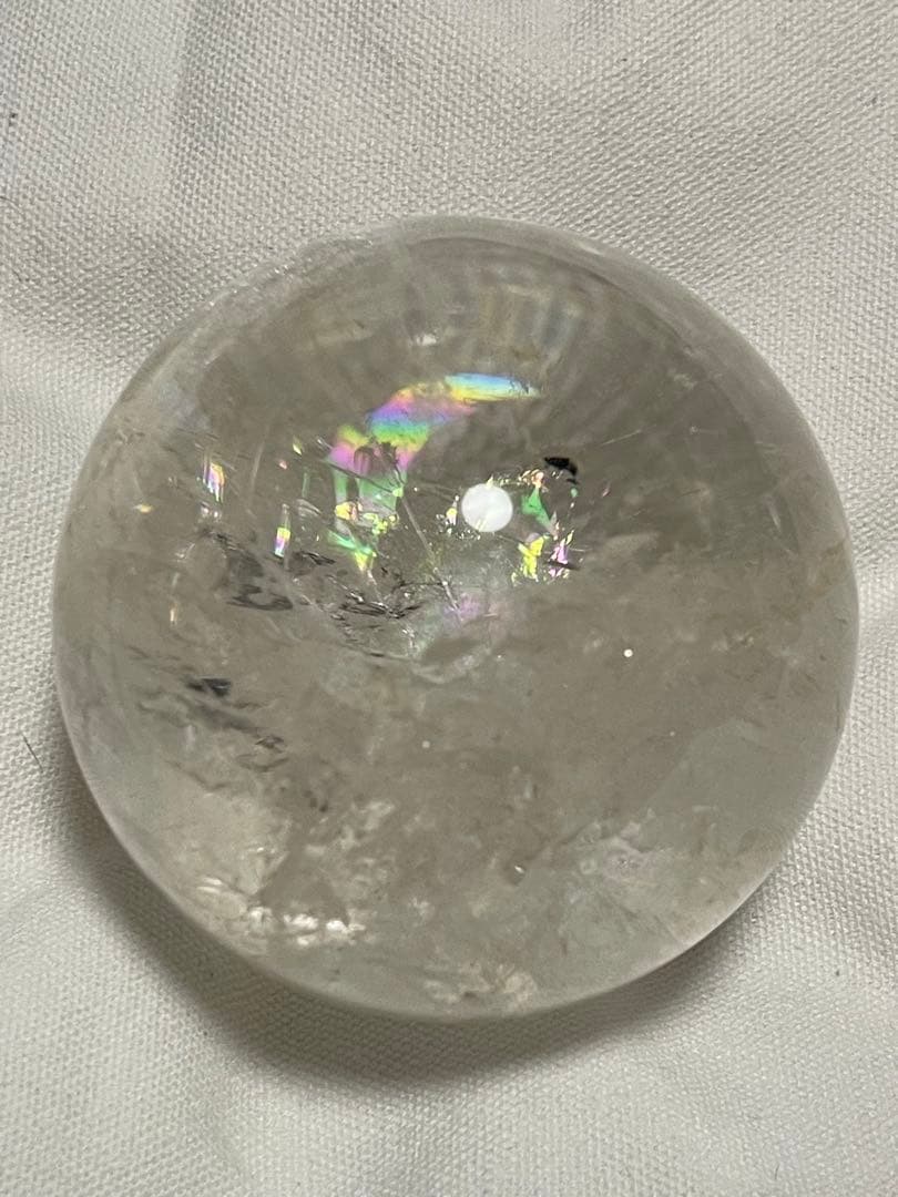 値下げ　大サイズ　虹入り水晶　スフィア（丸玉）　約8cm 790g