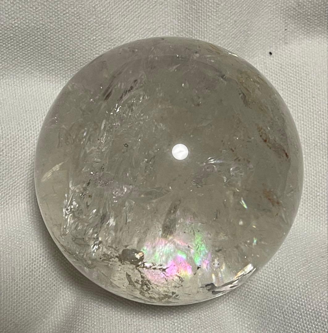 値下げ　大サイズ　虹入り水晶　スフィア（丸玉）　約8cm 790g