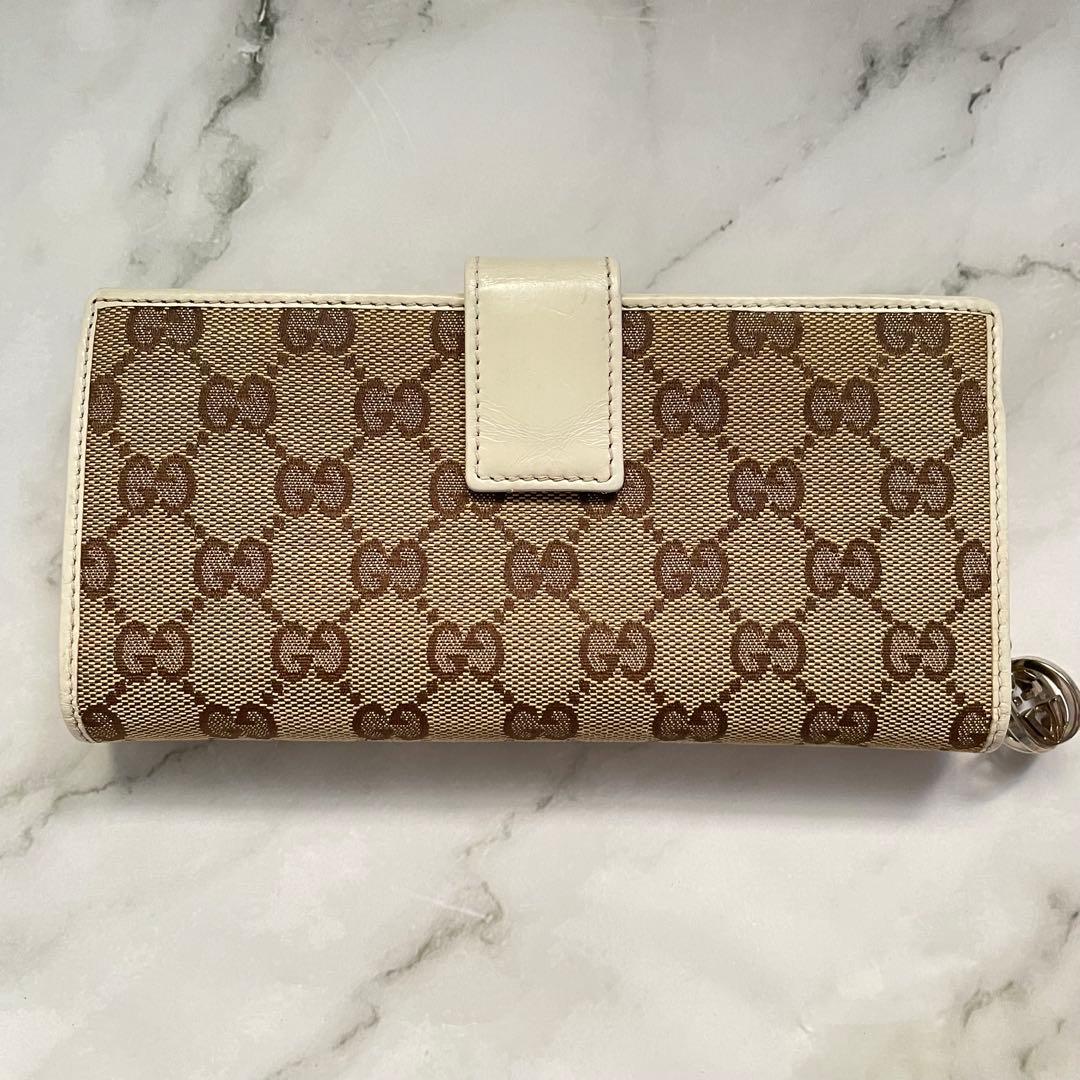 GUCCI グッチ　GGキャンバス　長財布　L字ファスナー　美品　0107-⑦