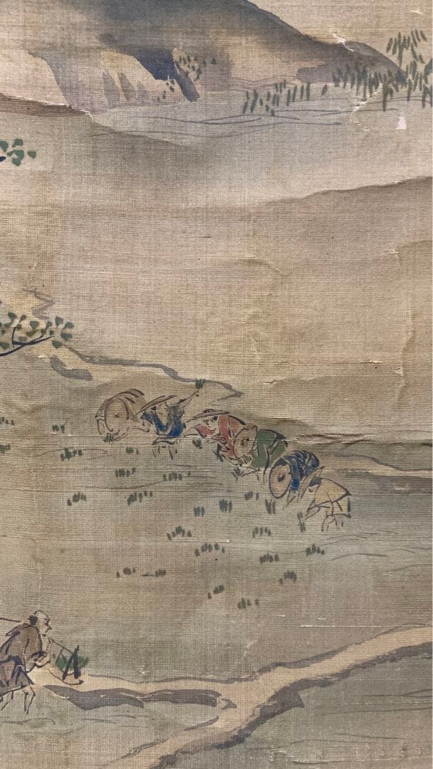 ②④ 中国？山水風景水墨画掛軸　署名捺印有り　作者不明　江戸時代？