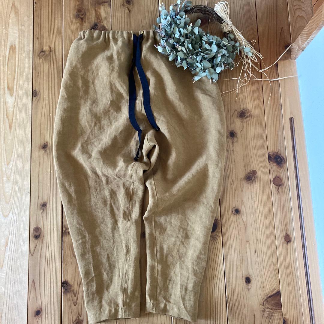 かずちゃん＊ハンドメイド＊ サフィランフランスリネン　キャメル　サルエル