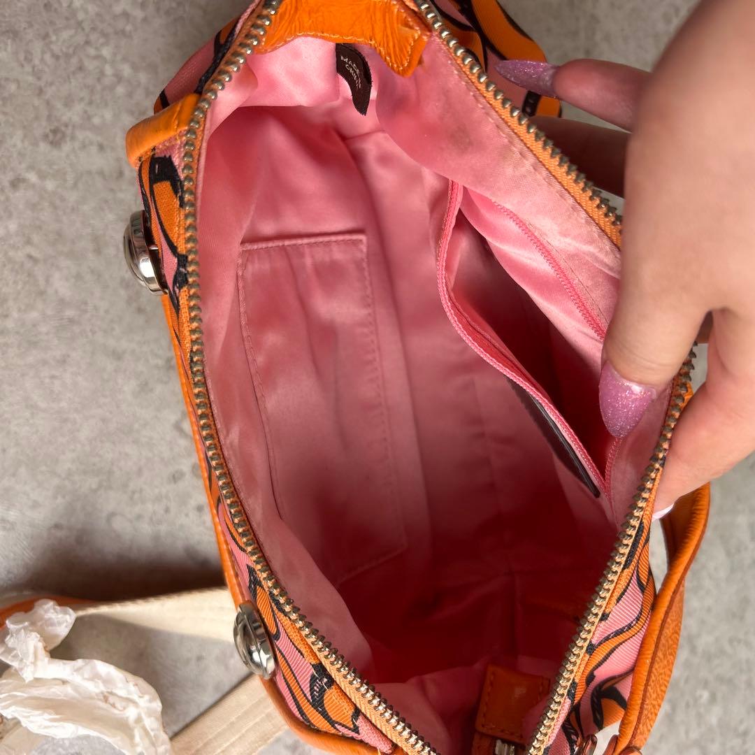 ✨良品✨️COACH 2way ショルダーバッグ オプアート 総柄 オレンジ