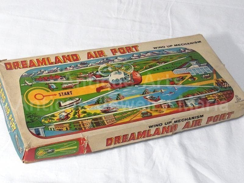 ブリキの飛行機が走る ドリームランド エアポート １９６０年代　日本製　箱付き