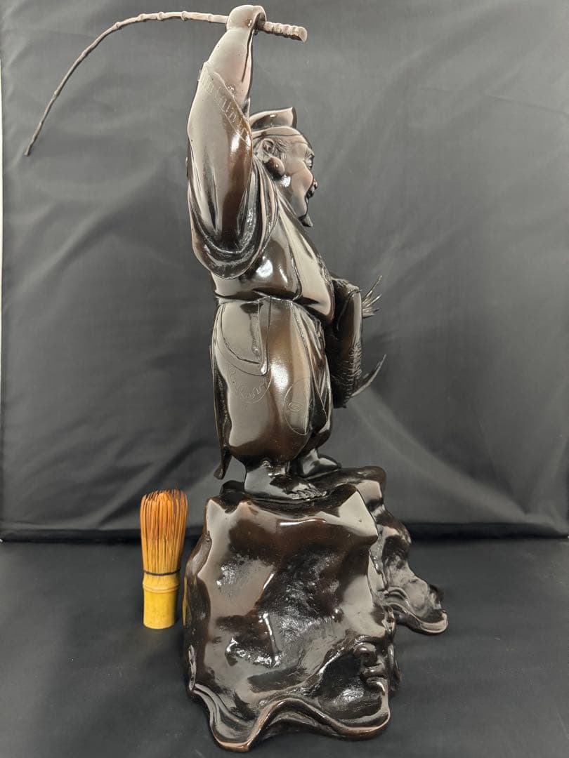 特大 恵比寿 七福神 銅　彫刻 置物 風水 開運 金運　インテリア　アンティーク